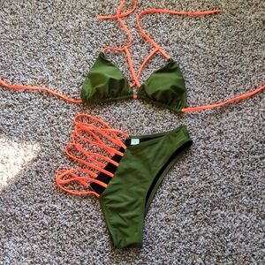 Medium green orange bikini